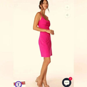 Bobi Los Angeles Revolve - Cowl Neck Mini Dress Geranium Medium NWT